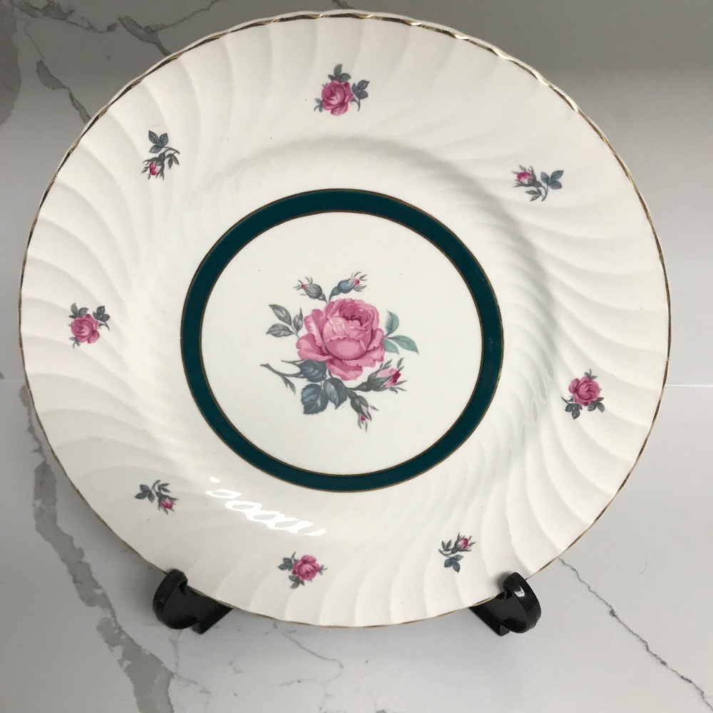 Vintage Burleigh Ware Burgess & Leigh China Burslem England Morning Rose Plate
